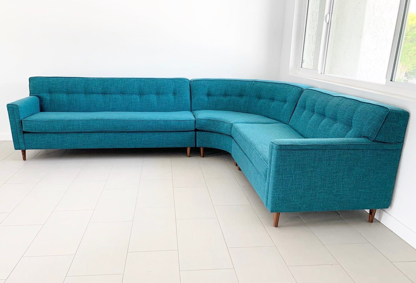 Curved mid century sectional deals