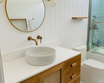 50" White Oak Single Sink Vanity | Cained Doors
