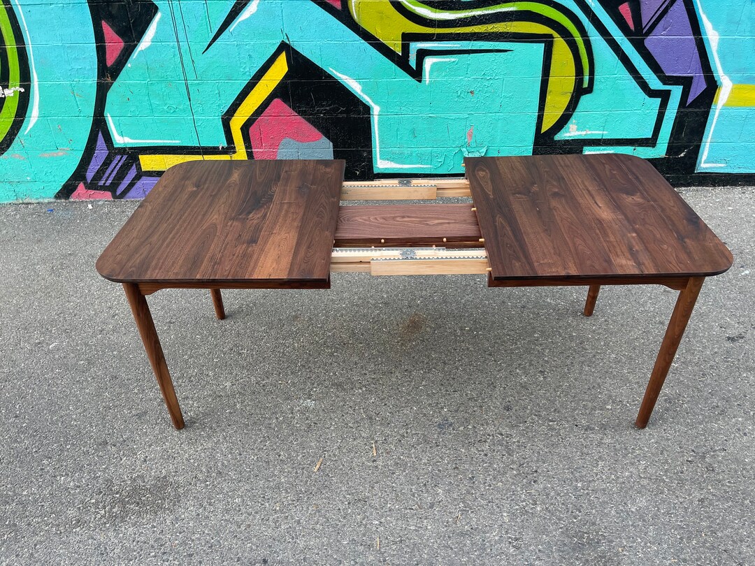 Mid Century Walnut Solid Dining Table Extendable - Etsy