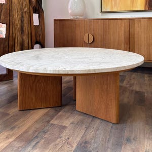 45" Travertine White Oak Coffee Table