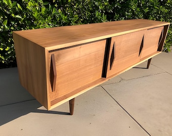 6ft Mid Century Walnut Media Credenza