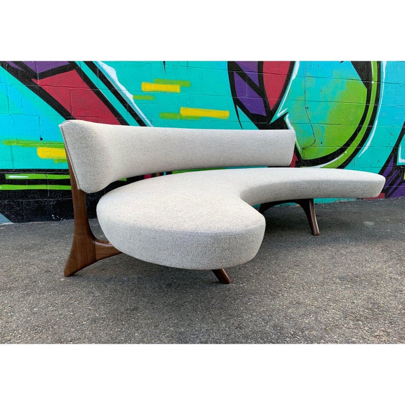 Mid Century Style Floating Curved Sofa image 5