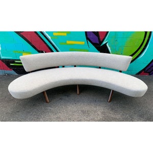 Mid Century Style Floating Curved Sofa image 7