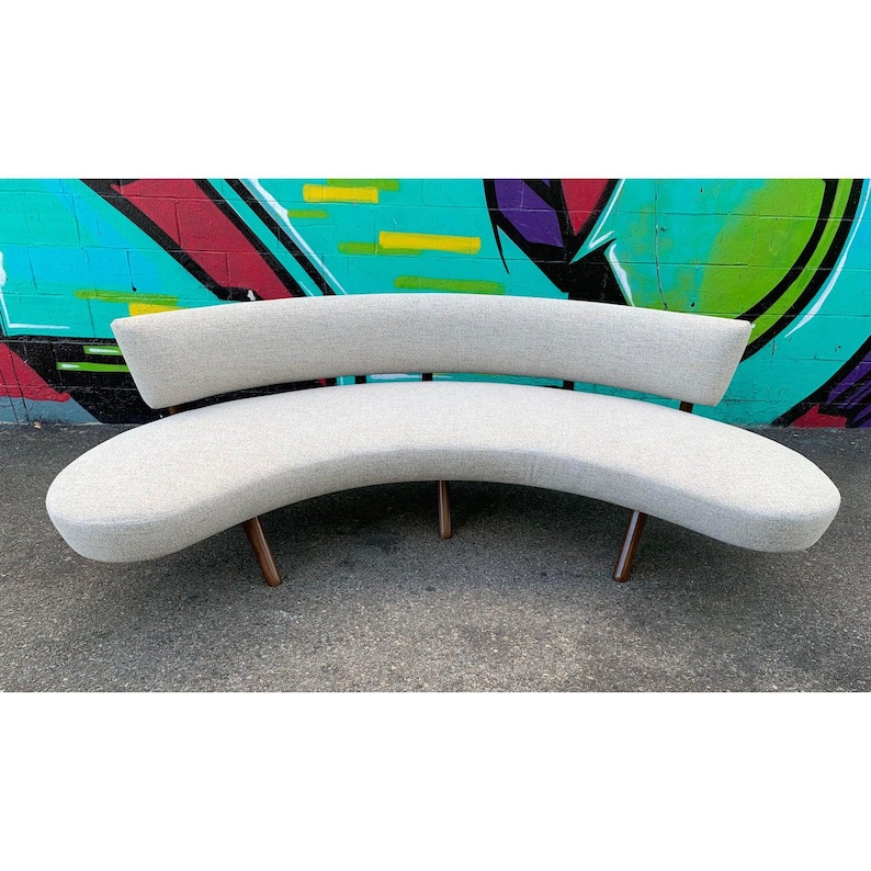 Mid Century Style Floating Curved Sofa image 7