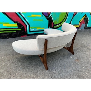 Mid Century Style Floating Curved Sofa image 6