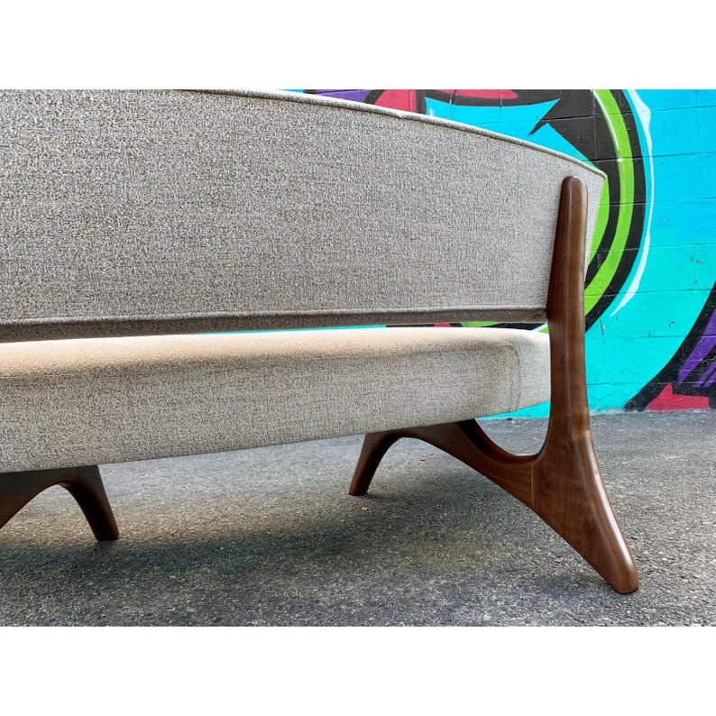 Mid Century Style Floating Curved Sofa image 9