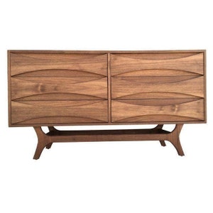 60'' Mid Century Walnut Sculptural Dresser