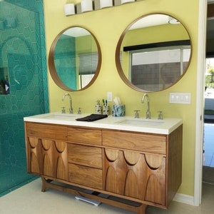 84" Brasilia Style Double Sink Vanity W/ Wood Pulls