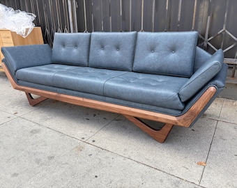 Adrian Pearsall Style Mid-Century Leather Sofa | Made in U.S.A
