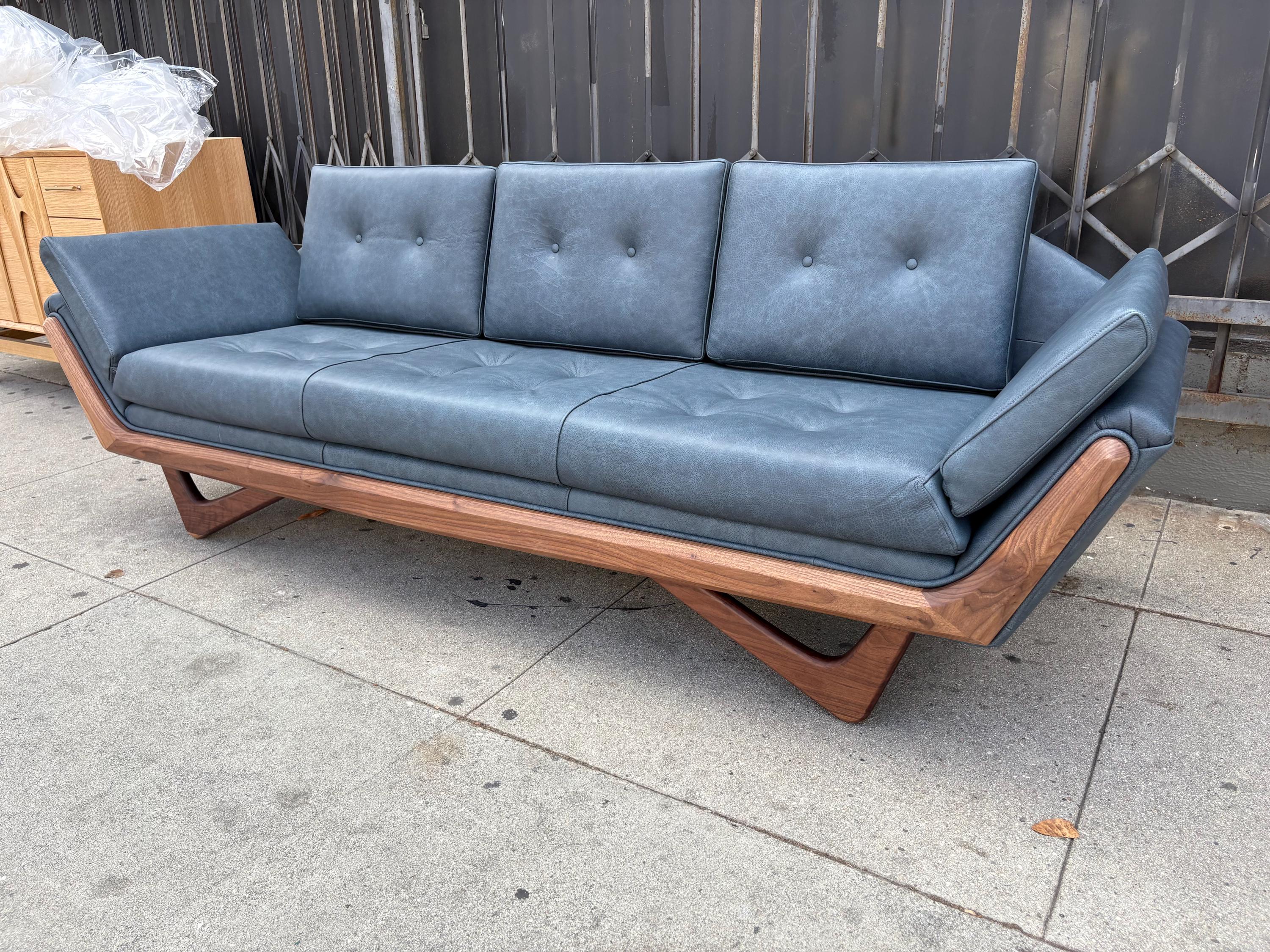 Adrian Pearsall Style Mid-century Leather Sofa | Made in U.S.A - Etsy