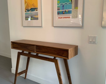 Mid Century Style Walnut Entry Table