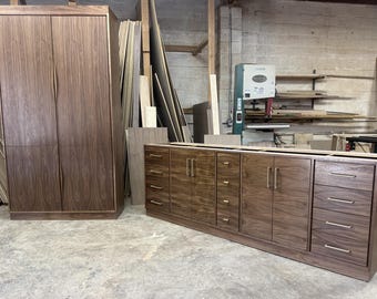 48” Sculptural Walnut Linen Cabinet
