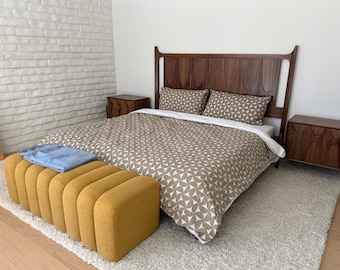 Brasilia Style Solid American Walnut King Sized Bed | Handcrafted