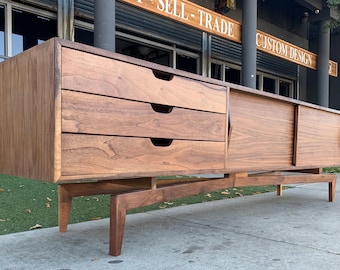 96” Mid Century Streamline Credenza