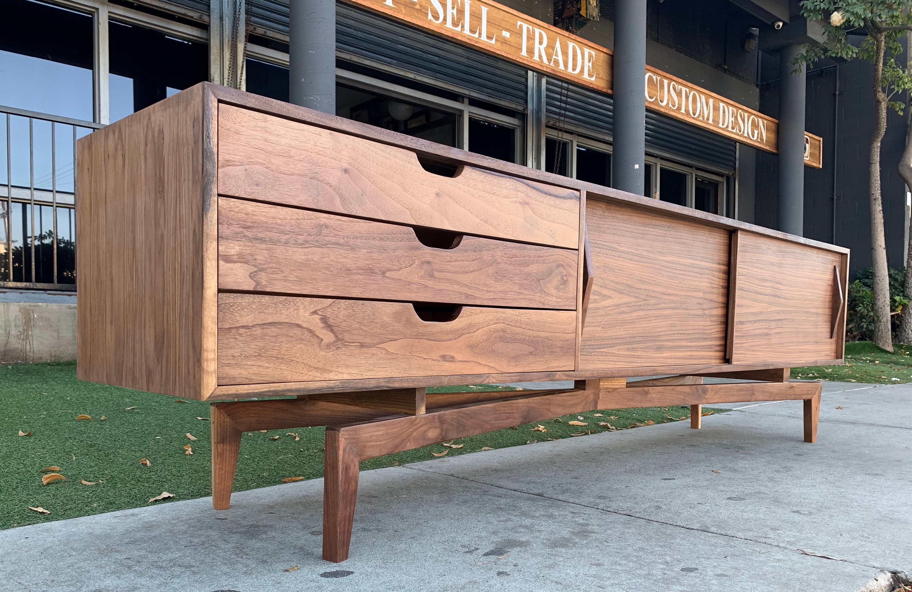 96 Mid Century Streamline Credenza Etsy