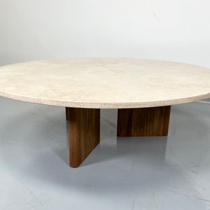 45" Travertine Whit Oak Coffee Table