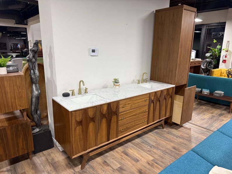 84" Brasilia Style Double Sink Bathroom Vanity Bild 2