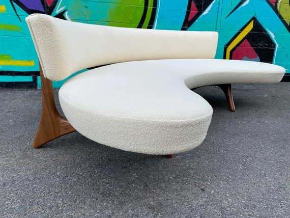 Mid century curved sofa discount