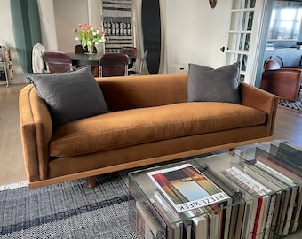 Mid Century Style Curved Sofa | Handcrafted | Made to Order