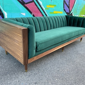 Mid Century Incased Walnut Sofa