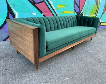Mid Century Incased Walnut Sofa