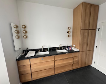 84" White Oak Double Sink Vanity