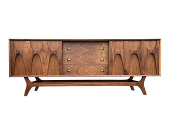 72" Brasilia Style Walnut Credenza Sideboard