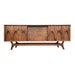 72' Brasilia Style Walnut & Brass Credenza Sideboard ( In stock free shipping ) 