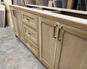 6ft Rift White Oak Inset Shaker Double Sink Vanity | Custom