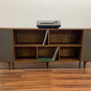 Custom record player vinyl media console