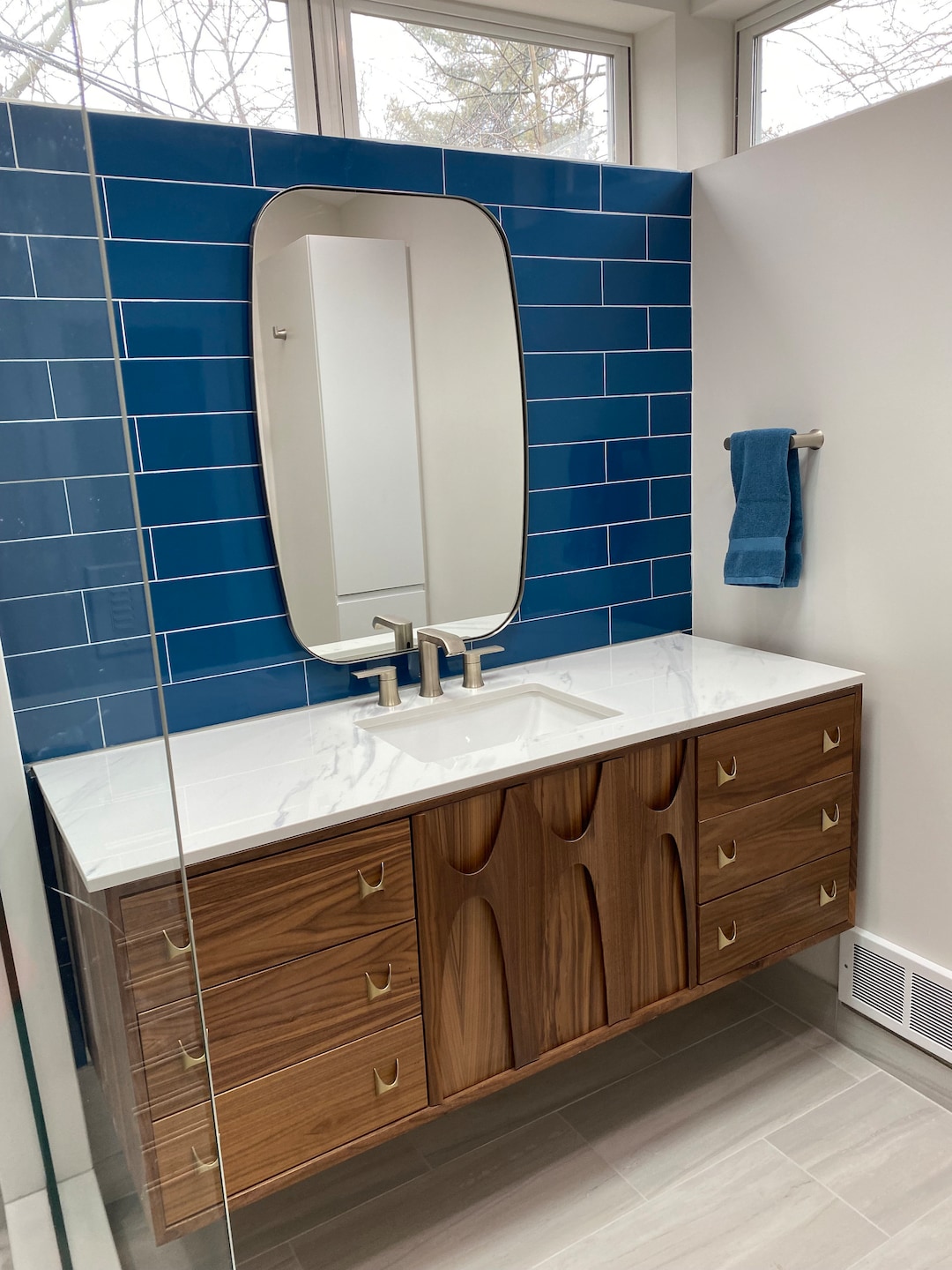 60” Walnut Floating Bathroom Vanity – Floating Model Design - Etsy