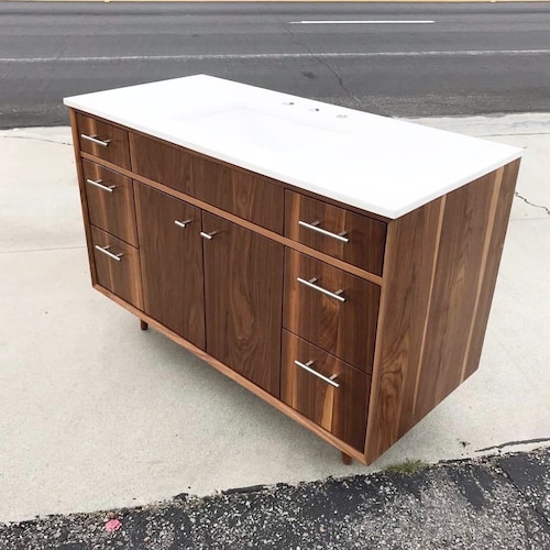 Solid Wood Bathroom Vanity / 48 Mid Century Modern - Etsy