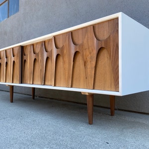 Mid Century "Brasilia" Style Credenza Walnut Laquered