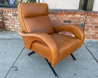 Marco Zanuso Style leather Lounge Chair