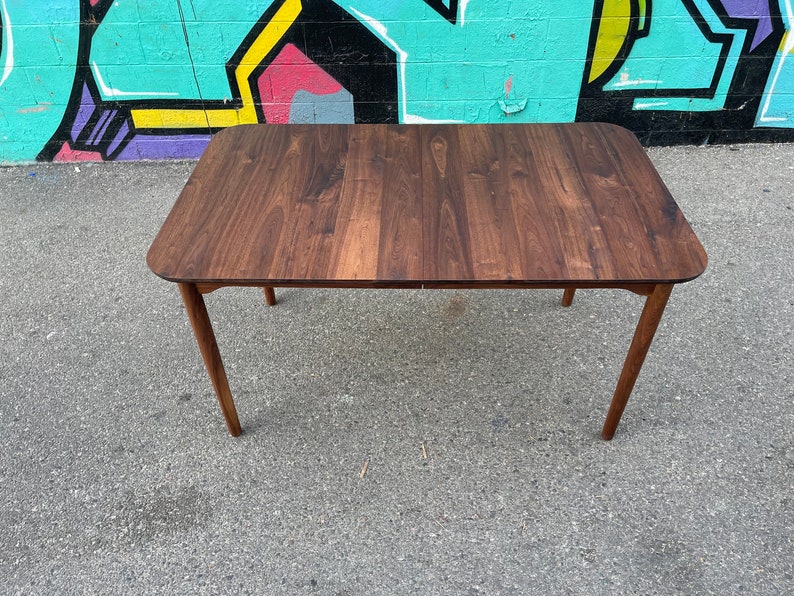 Mid Century Walnut Solid Dining Table Extendable - Etsy