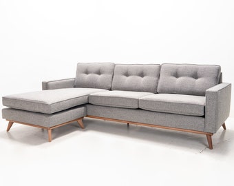 Mid Century Style "Sully" Sofa Reversible Chaise