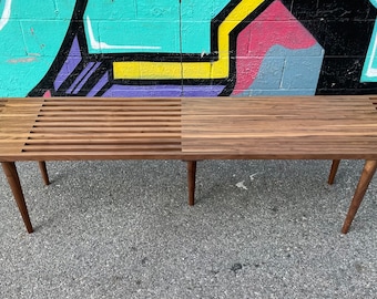 Mid Century Style Slat Bench