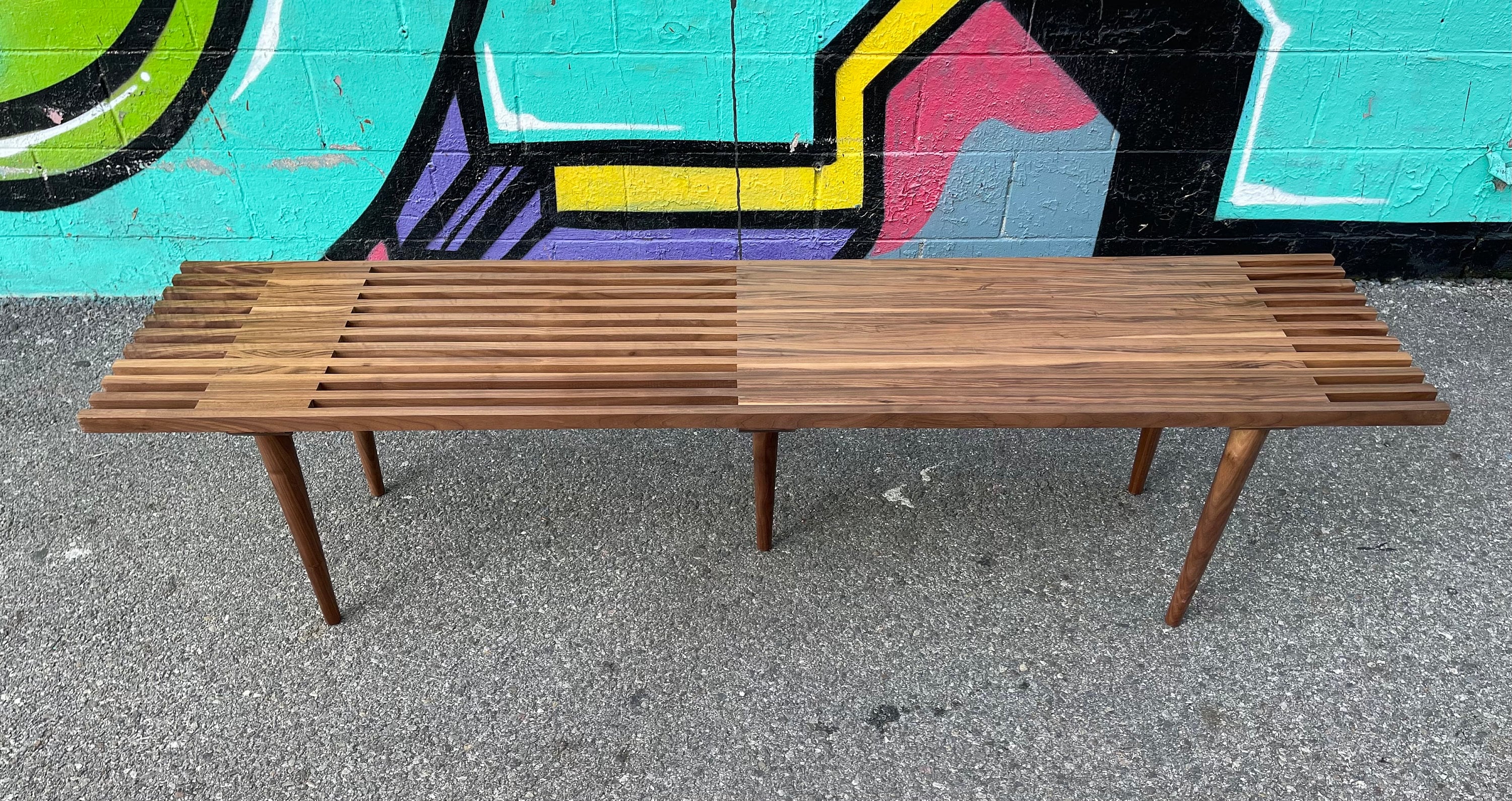 Mid Century Style Slat Bench Etsy UK