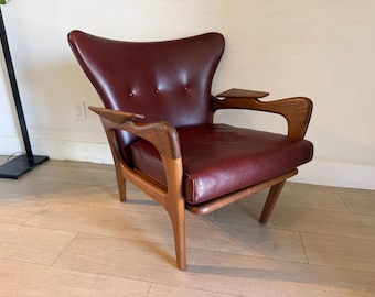 Pearsall Style Wing Back Chair Sculptural Walnut | Custom