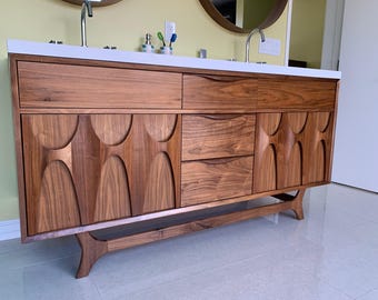 72" Brasilia double sink vanity W/ wood pulls