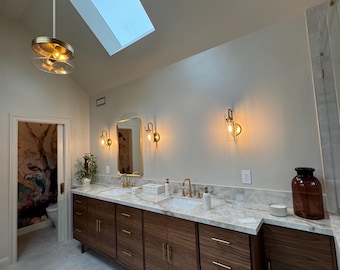 138” Walnut Double Sink Vanity | Handmade