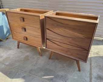 30" Walnut Mid Century Bathroom Vanity Bow Tie Cabinet Single Sink