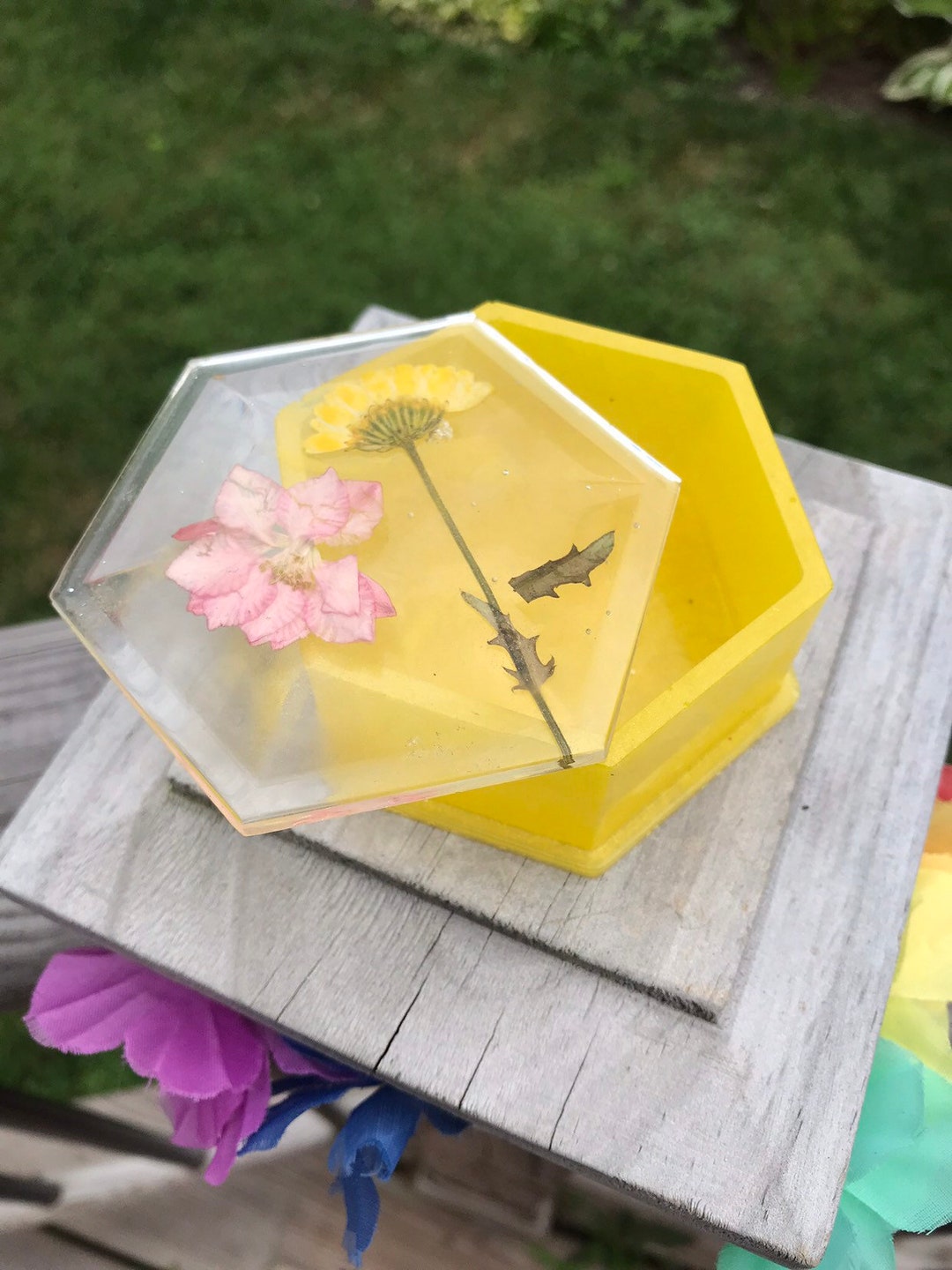 Real Flower Jewelry Box Unique Proposal Box Flowers in Resin Etsy
