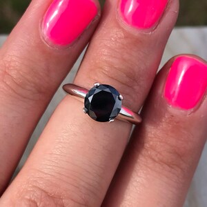 1.65 carat Black Diamond Ring Sterling Silver Engagement Ring Wedding Ring Unique Promise Ring Appraisal Certificate
