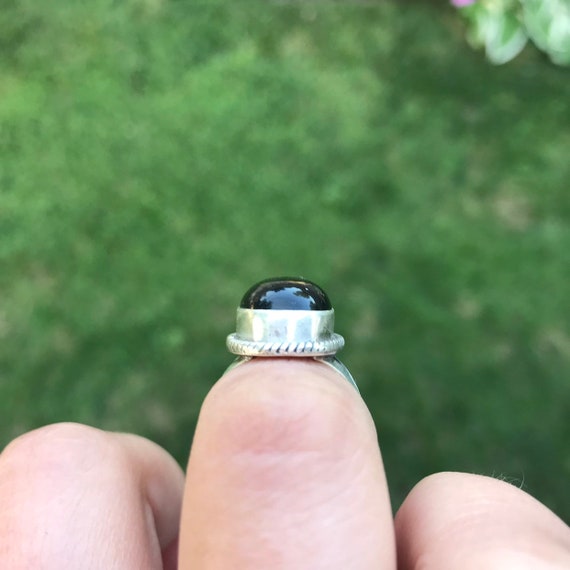 Black Onyx Cabochon Sterling Silver Statement Rin… - image 4