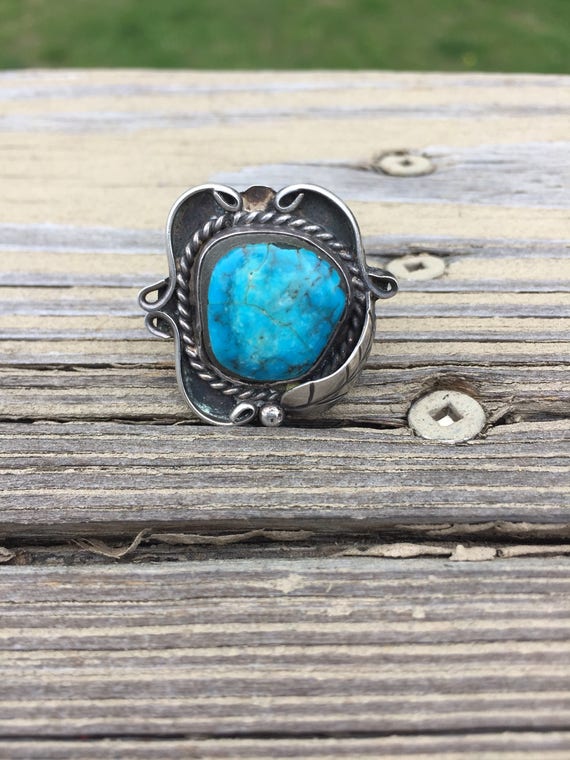 Turquoise Native American Handmade Dead Pawn Old … - image 3