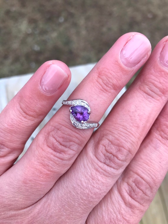 Vintage Purple Amethyst and White Sapphire Pear Cu