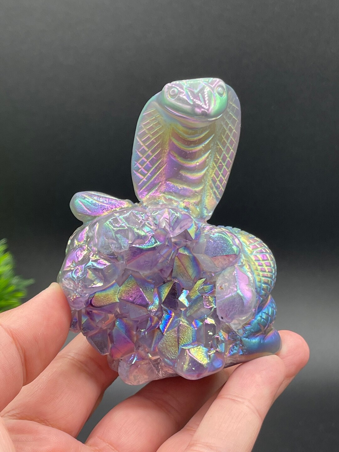 Aura Amethyst Cobra Snake Carving Amethyst Cluster Natural Healing ...