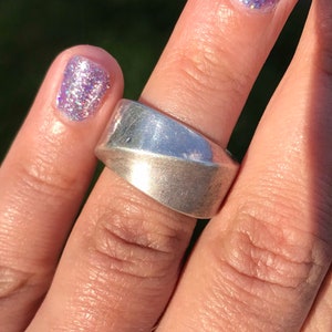 Vintage Sterling Silver Thick Band Ring: Unique Statement Jewelry