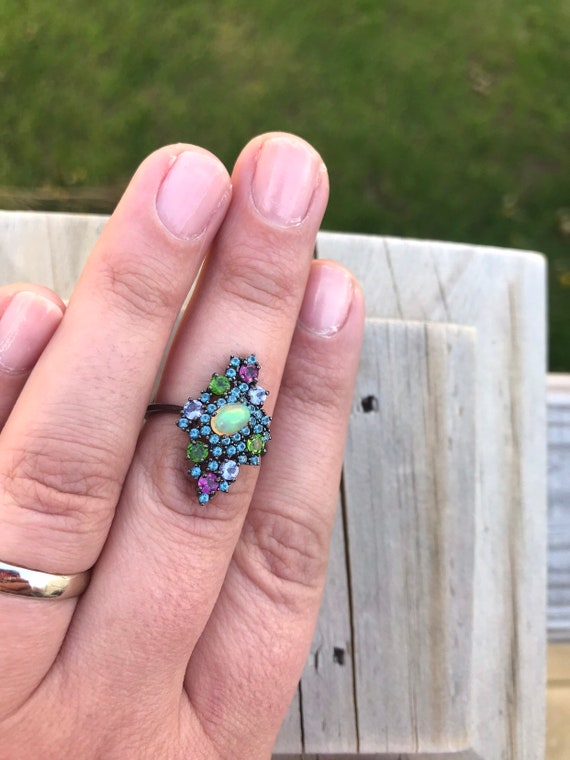 Extremely Unique Multi Gemstone Ethiopian Opal Ch… - image 6